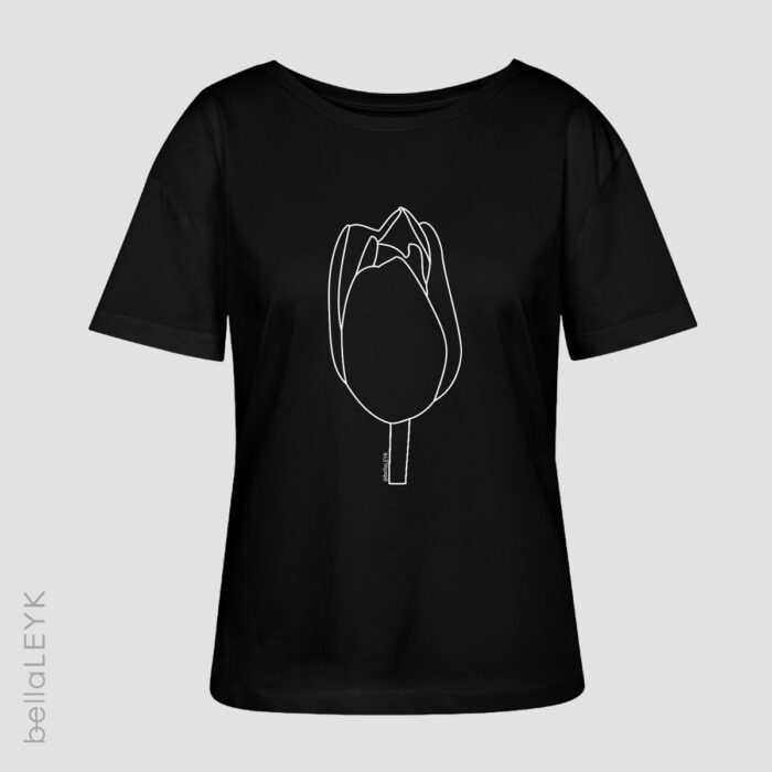 Schwarzes T-Shirt mit Tulpenprint