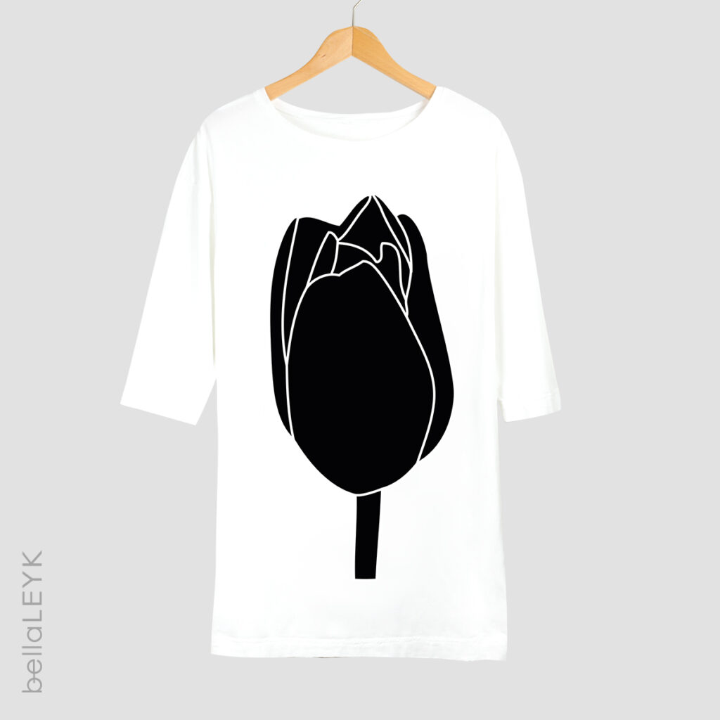 bellaLEYk Sleepshirt mit schwarzer Tulpenapplikation