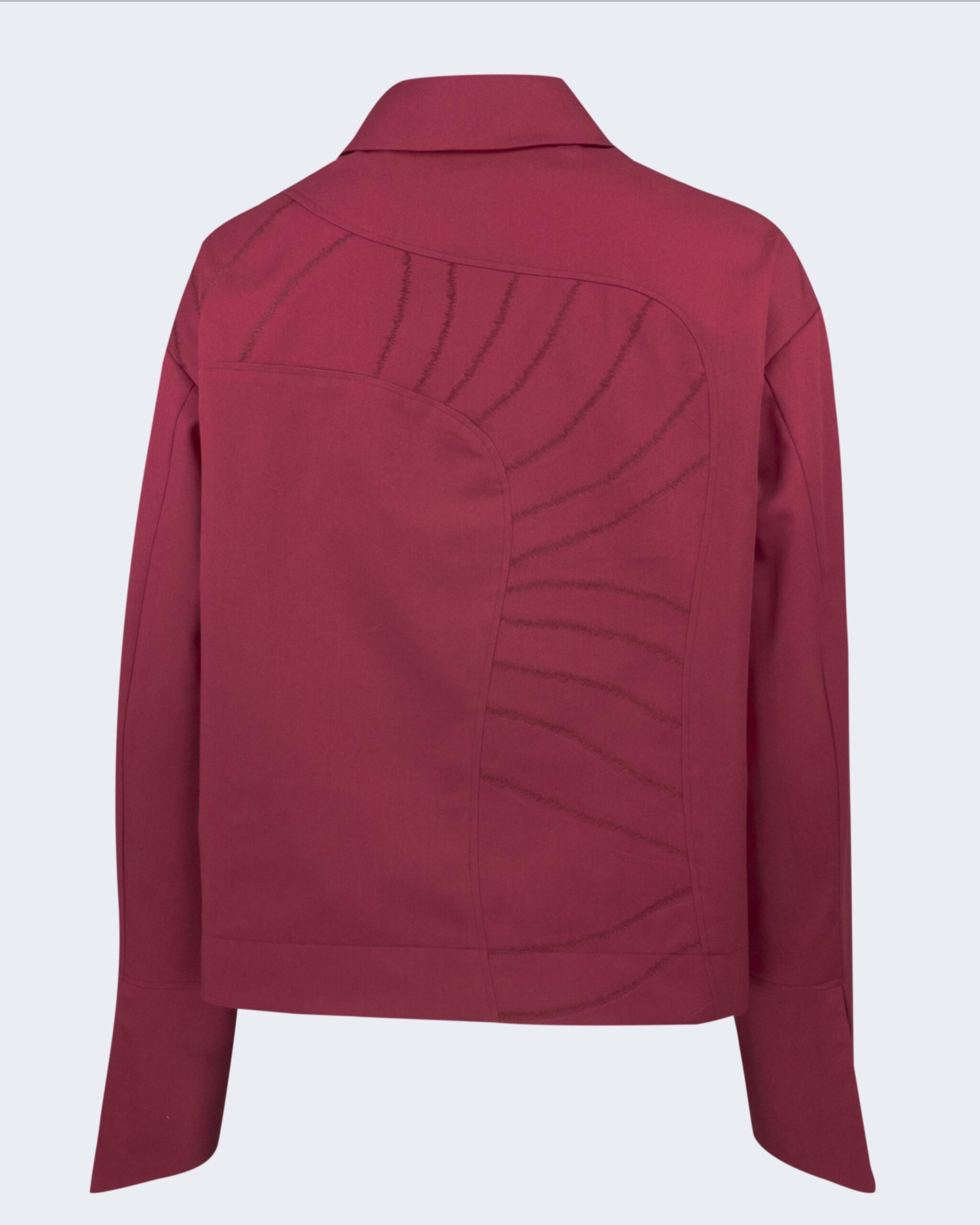 Blusenjacke „Multitudes“ aus weinroter Bio-Baumwolle – Bild 4