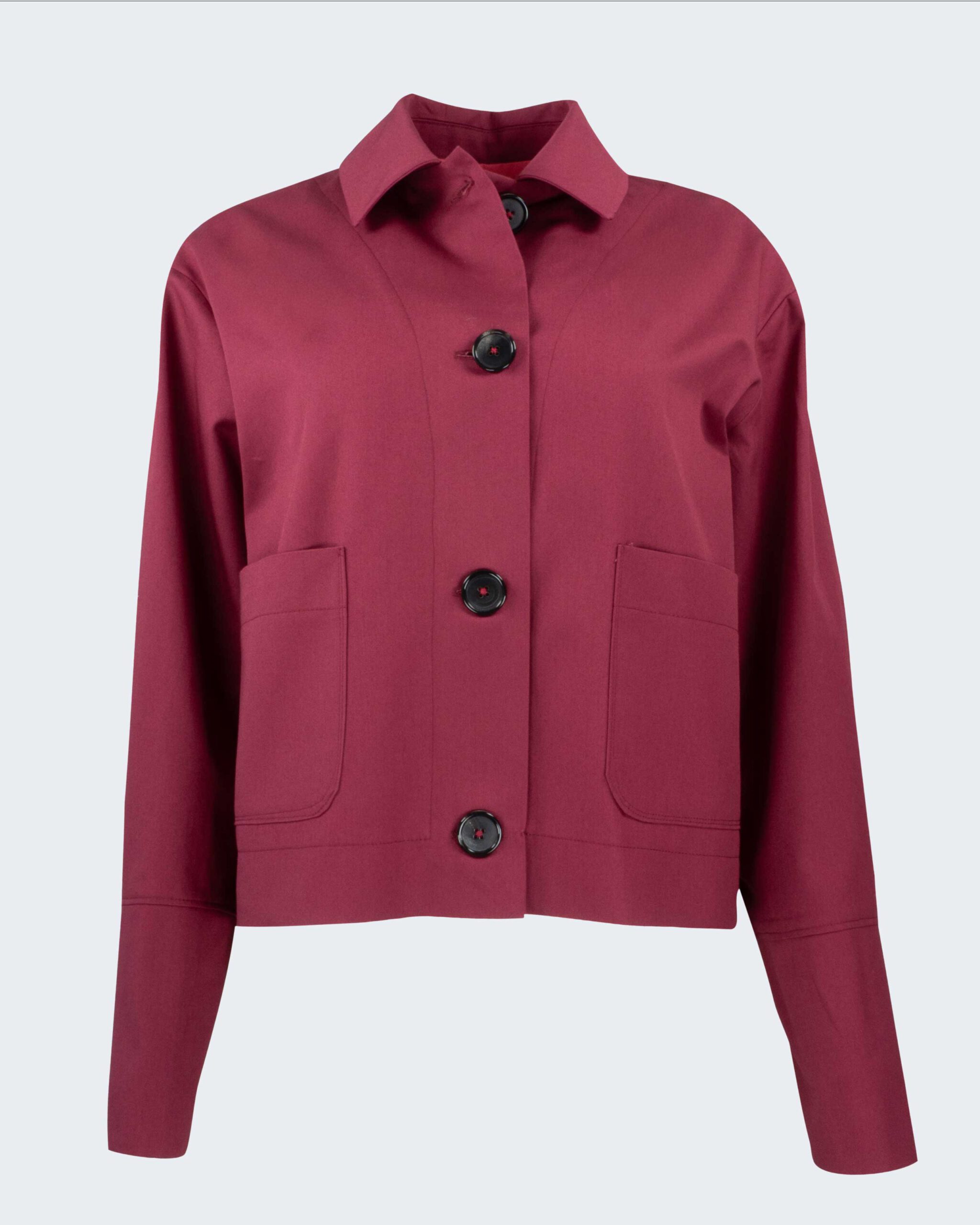 Blusenjacke „Multitudes“ aus weinroter Bio-Baumwolle – Bild 3