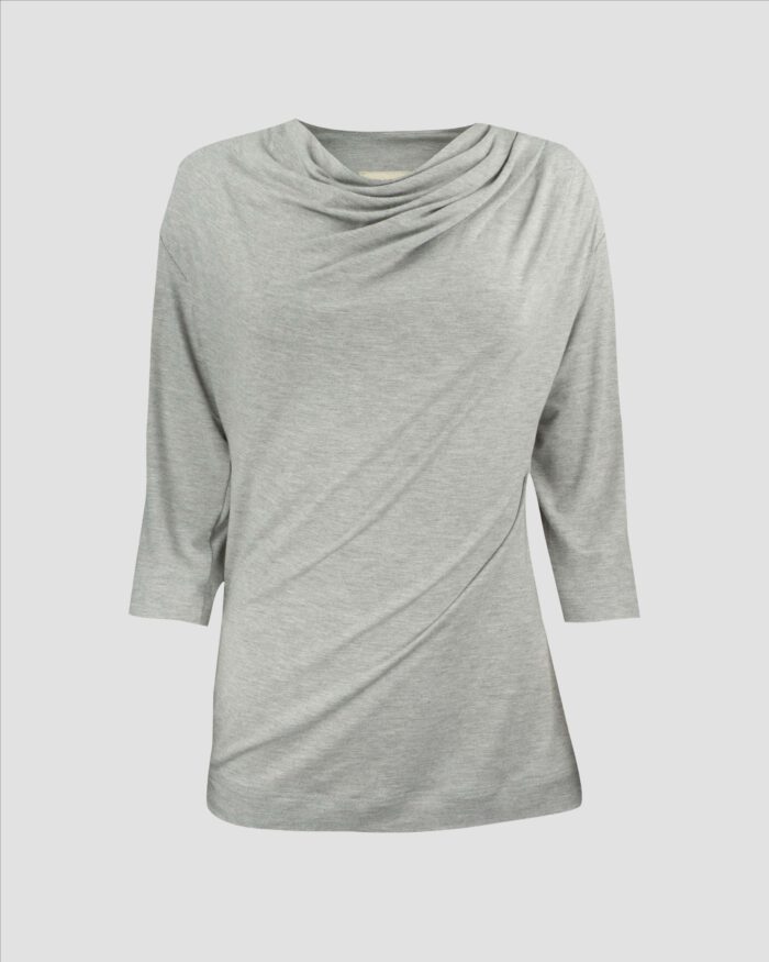 Drapiertes Oberteil mit Falten und Twist aus Bambusjersey