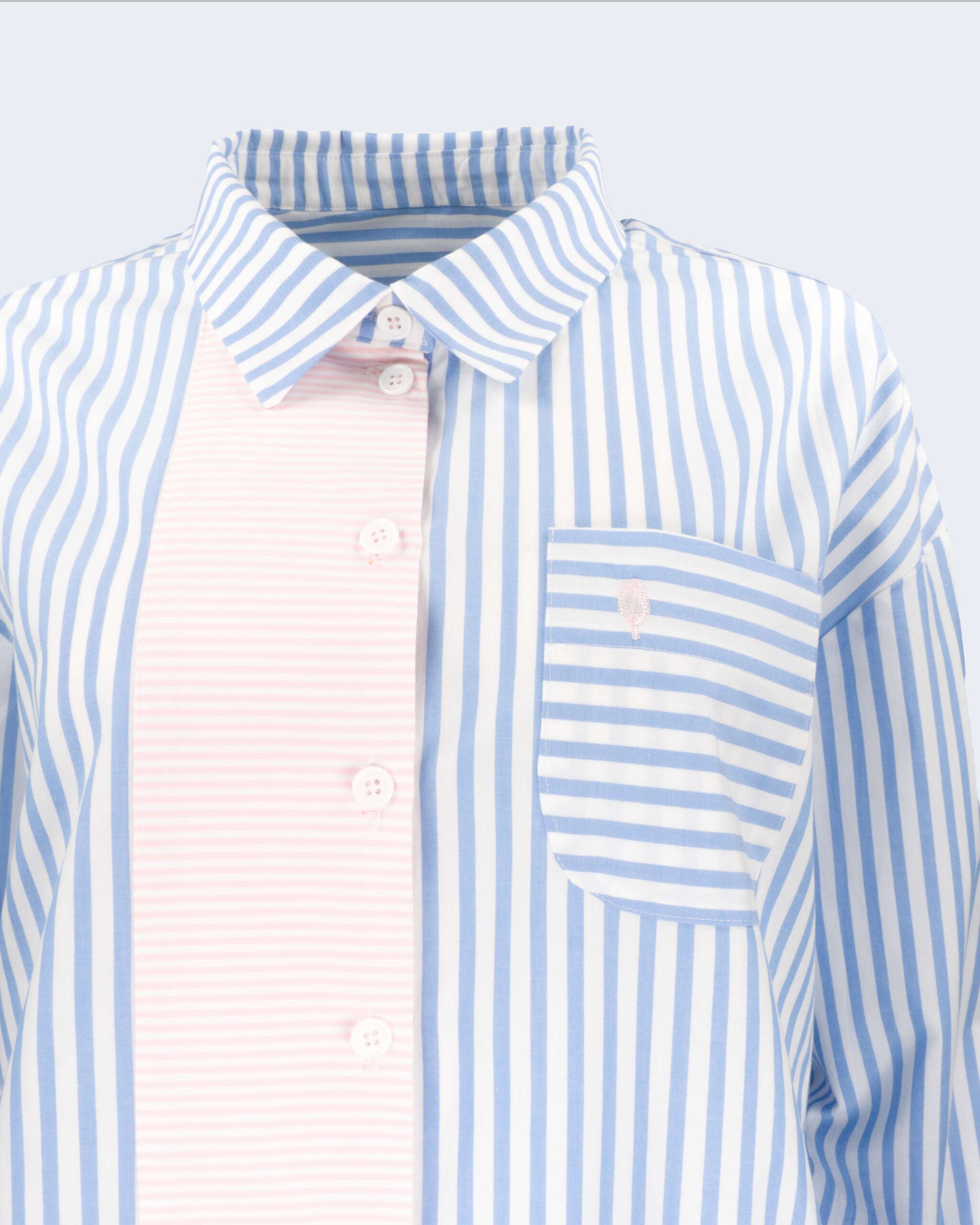 Hemdbluse „See Flowers“ aus Blau-Weißer Bio-Baumwolle – Bild 2