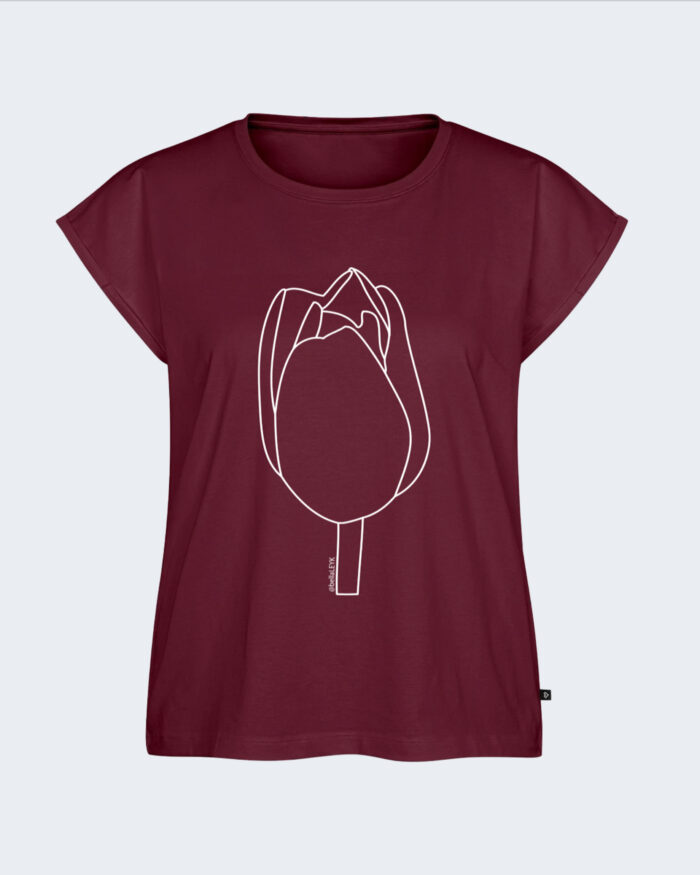 Burgunderrotes T-Shirt See Flowers mit Tulpenprint