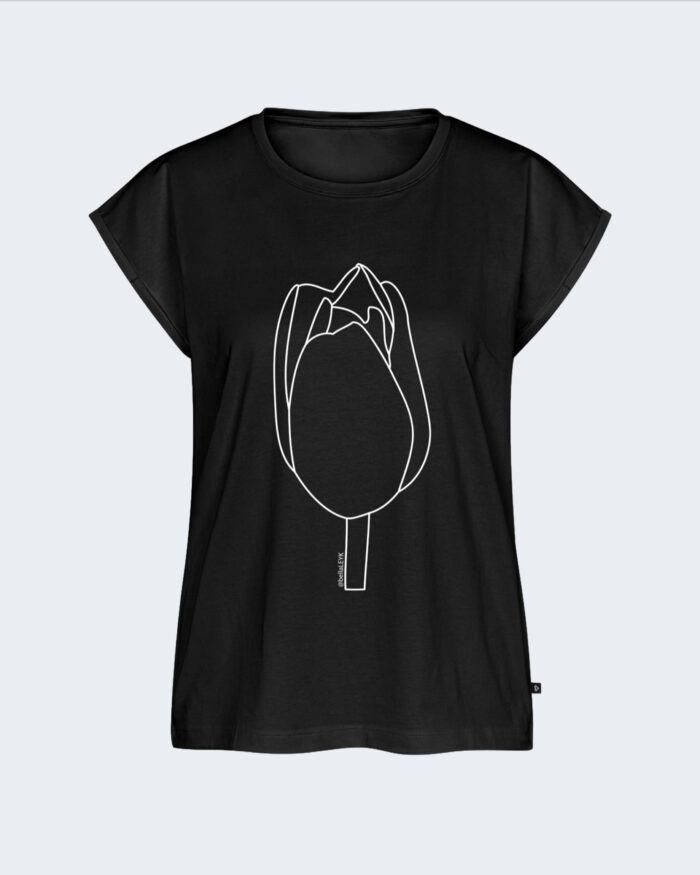 Schwarzes T-Shirt mit Tulpenprint